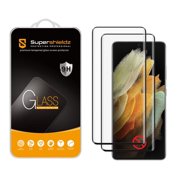 Supershieldz Designed for Samsung Galaxy S21 Ultra 5G Tempered Glass Screen Protector, (Not Compatible with Fingerprint Scanner) Anti Scratch, Bubble Free (Black) (2 Pack)