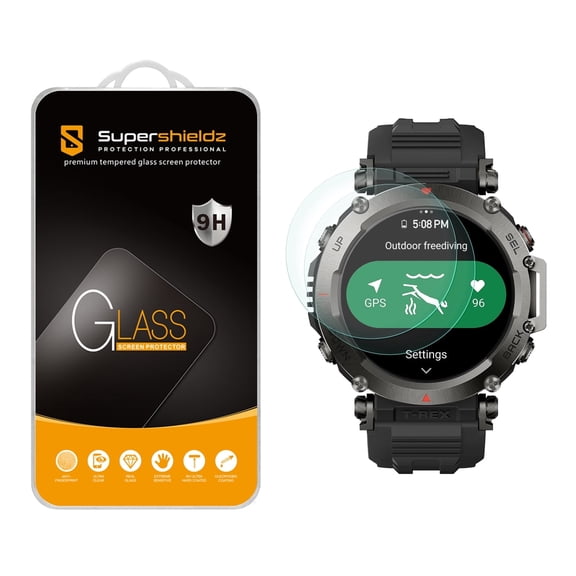 (2 Pack) Supershieldz Designed for Amazfit (T-Rex Ultra) Tempered Glass Screen Protector, Anti Scratch, Bubble Free