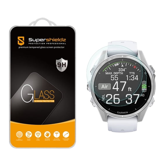 (2 Pack) Supershieldz Designed for Garmin Fenix 8 (43mm) Tempered Glass Screen Protector, Anti Scratch, Bubble Free