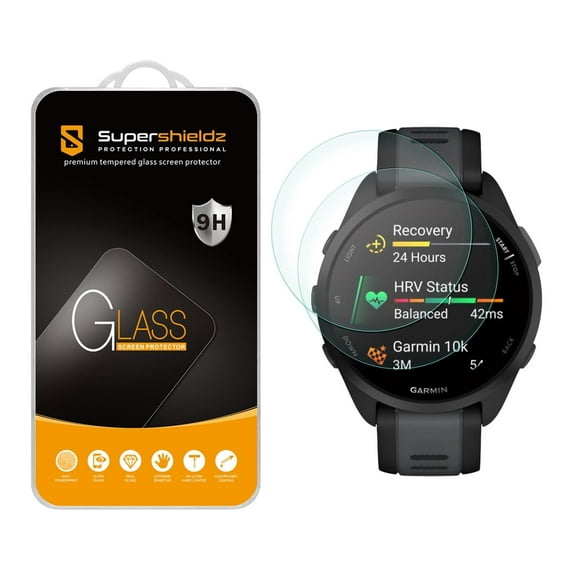 (2 Pack) Supershieldz Designed for Garmin Forerunner 165 Music/ Forerunner 165 Tempered Glass Screen Protector, Anti Scratch, Bubble Free