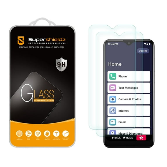 (2 Pack) Supershieldz Designed for Lively Jitterbug Smart3 Tempered Glass Screen Protector, Anti Scratch, Bubble Free