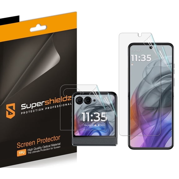 (2 Pack) Supershieldz Designed for Motorola Razr 2024 / 2025 (2 Main + 2 Front) Screen Protector, High Definition Clear Shield (TPU)