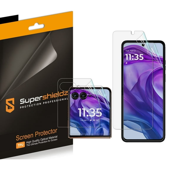 (2 Pack) Supershieldz Designed for Motorola Razr Plus 2024 (2 Main + 2 Front) Screen Protector, High Definition Clear Shield (TPU)