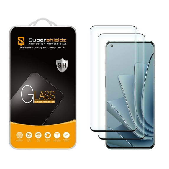 (2 Pack) Supershieldz Designed for OnePlus 10 Pro Tempered Glass Screen Protector, (Full Cover) (3D Curved Glass) Anti Scratch, Bubble Free (Black)