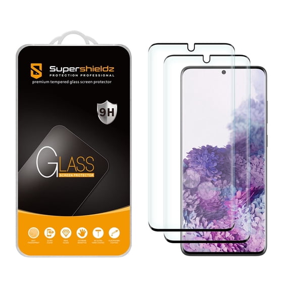 Supershieldz Designed for Samsung Galaxy (S20 Plus 5G) Tempered Glass Screen Protector, Anti Scratch, Bubble Free (Black) (2 Pack)