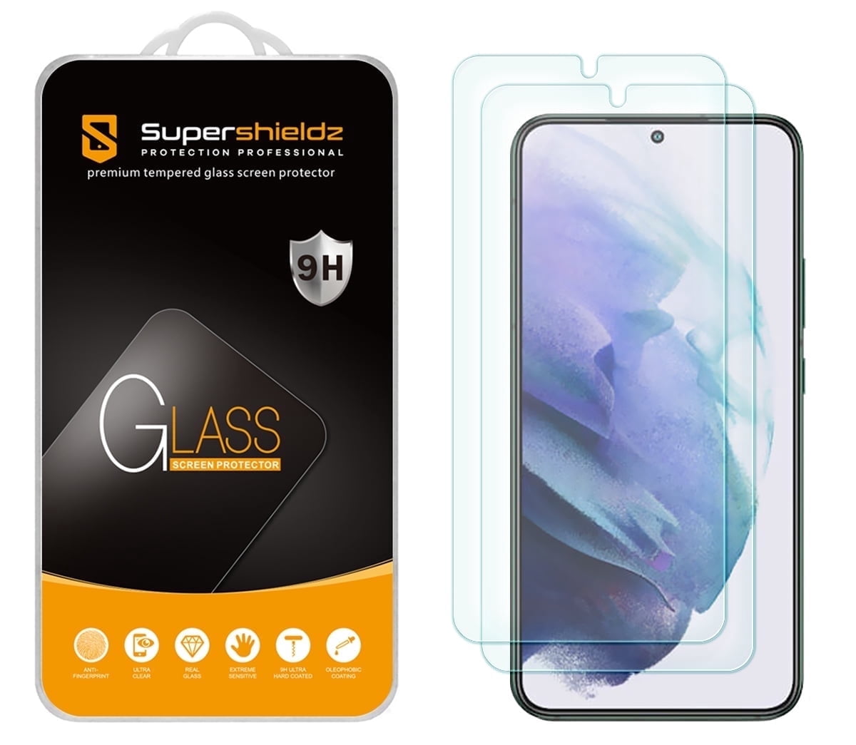 (2 Pack) Supershieldz Designed for Samsung Galaxy S22 5G Tempered Glass Screen Protector, Anti Scratch, Bubble Free