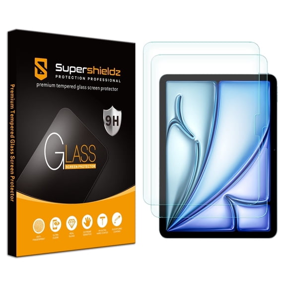 (2 Pack) Supershieldz Designed for iPad Air 11 inch (M4/M3/M2, 2026/2025/2024) Screen Protector, (Tempered Glass) Anti Scratch, Bubble Free