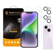 (2 Pack) Supershieldz Designed for iPhone 14 (6.1 inch)+ Camera Lens Tempered Glass Screen Protector, Anti Scratch, Bubble Free