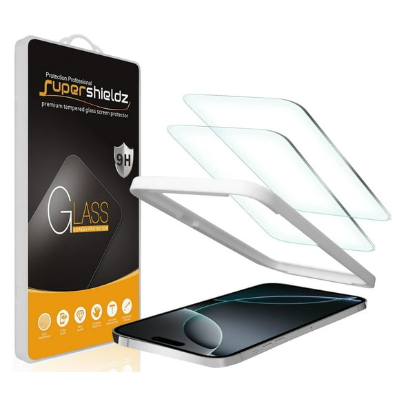 (2 Pack) Supershieldz Designed for iPhone 17/ iPhone 16 Pro (6.3 inch) Tempered Glass Screen Protector with (Easy Installation Tray) Anti Scratch, Bubble Free