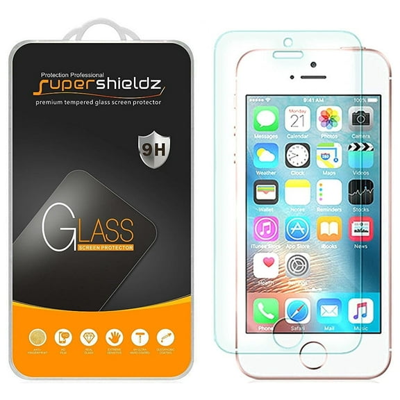 [2-Pack] Supershieldz Designed for iPhone SE / 5S / 5C / 5 Tempered Glass Screen Protector, Anti-Scratch, Anti-Fingerprint, Bubble Free