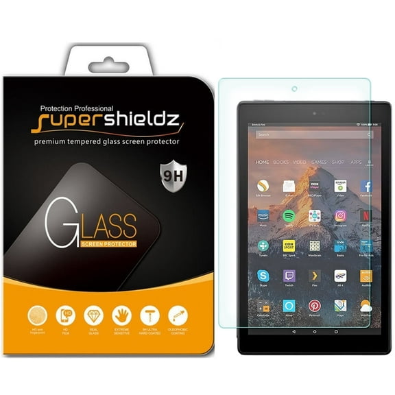 [2-Pack] Supershieldz for Fire HD 10 Tablet 10.1 inch (9th and 7th Generation, 2019 and 2017 Release) Tempered Glass Screen Protector, Anti-Scratch, Anti-Fingerprint, Bubble Free