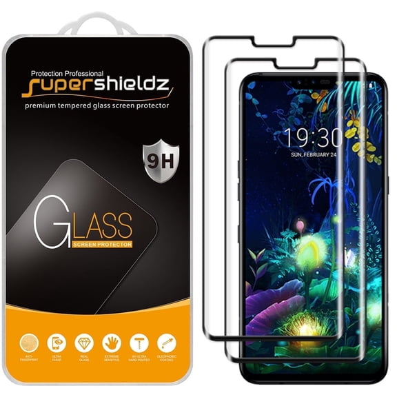 Supershieldz Designed for LG V50 ThinQ Tempered Glass Screen Protector, 3D Curved Glass, Anti Scratch, Bubble Free (Black) (2 Pack)