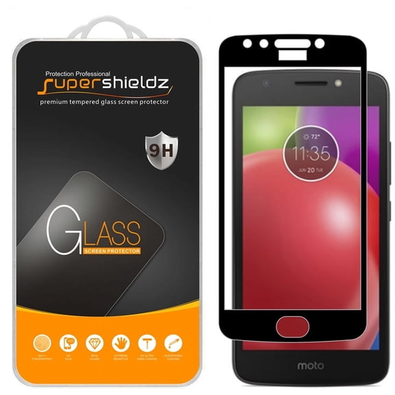 Supershieldz Designed for Motorola Moto E4 / Moto E 4th Generation Tempered Glass Screen Protector, Anti Scratch, Bubble Free (Black) (2 Pack)
