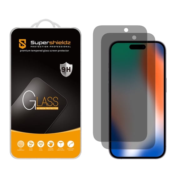 Supershieldz Designed for iPhone 15 Pro (6.1 inch) (Privacy) Anti Spy Tempered Glass, Anti Scratch, Bubble Free (2 Pack)