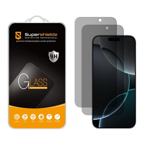 Supershieldz Designed for iPhone 17/ iPhone 17 Pro/ iPhone 16 Pro (6.3 inch) (Privacy) Anti Spy Tempered Glass, Anti Scratch, Bubble Free (2 Pack)
