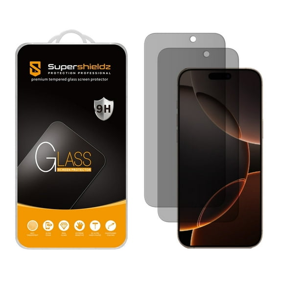(2 Pack) Supershieldz (Privacy) Anti Spy Screen Protector Designed for iPhone 17 Pro Max / iPhone 16 Pro Max (6.9 inch), Tempered Glass, Anti Scratch, Bubble Free