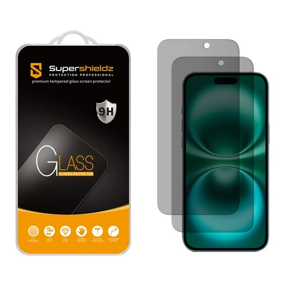 (2 Pack) Supershieldz (Privacy) Anti Spy Screen Protector Designed for iPhone 16/ iPhone 15 (6.1 inch), Tempered Glass, Anti Scratch, Bubble Free