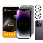 (2 Pack) Supershieldz (Privacy) Anti Spy Screen Protector Designed for iPhone 14 Pro Max (6.7 inch)+ Camera Lens Tempered Glass Screen Protector, Anti Scratch, Bubble Free