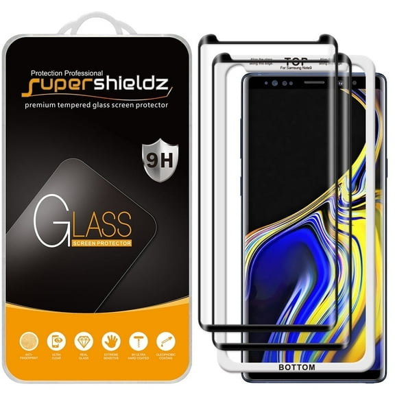 (2-Pack) Supershieldz Designed for Samsung Galaxy Note 9 [Full Screen Coverage] Tempered Glass Screen Protector, Anti-Scratch, Bubble Free (Black Frame) with (Easy Installation Tray)