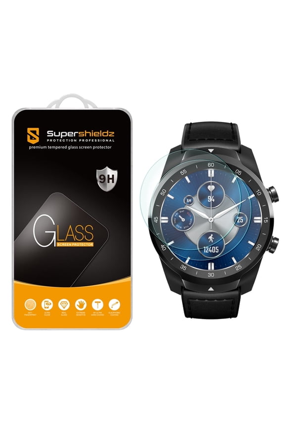 [2-Pack] Supershieldz for Ticwatch Pro / Ticwatch Pro S/ Ticwatch Pro 4G LTE / Ticwatch Pro 2020 Tempered Glass Screen Protector, Anti-Scratch, Anti-Fingerprint, Bubble Free