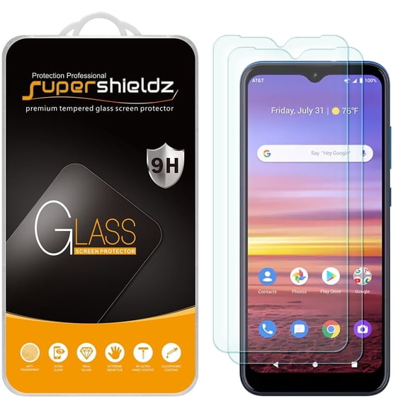 [2-Pack] Supershieldz for AT&T Radiant Max Tempered Glass Screen Protector, Anti-Scratch, Anti-Fingerprint, Bubble Free