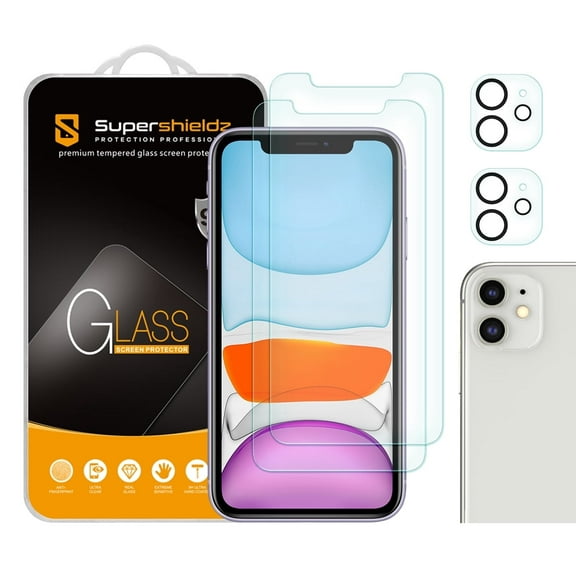 (2-Pack) Supershieldz Designed for Apple iPhone 11 (6.1 inch) + Camera Lens Tempered Glass Screen Protector, Anti-Scratch, Anti-Fingerprint, Bubble Free