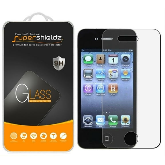 [2-Pack] Supershieldz for Apple iPhone 4 / 4S Tempered Glass Screen Protector, Anti-Scratch, Anti-Fingerprint, Bubble Free