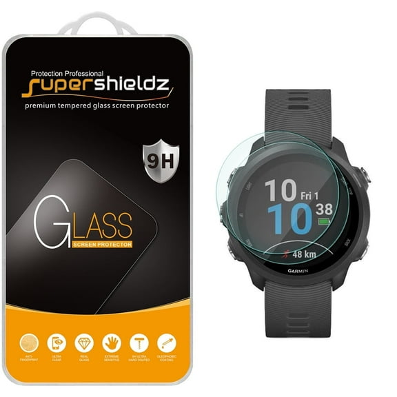 [2-Pack] Supershieldz for Garmin Forerunner 245/245 Music Tempered Glass Screen Protector, Anti-Scratch, Anti-Fingerprint, Bubble Free
