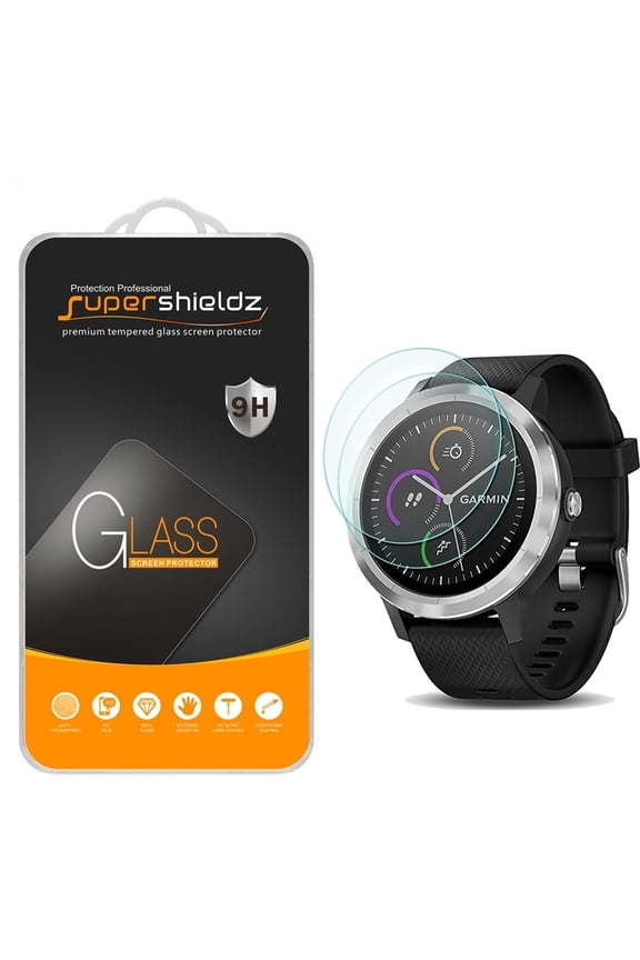 [2-Pack] Supershieldz for Garmin vivoactive 3 Tempered Glass Screen Protector, Anti-Scratch, Anti-Fingerprint, Bubble Free