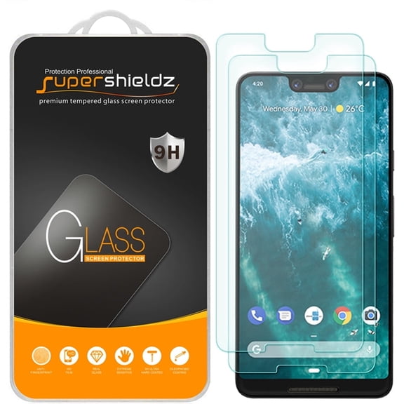 [2-Pack] Supershieldz for Google (Pixel 3 XL) Tempered Glass Screen Protector, Anti-Scratch, Anti-Fingerprint, Bubble Free