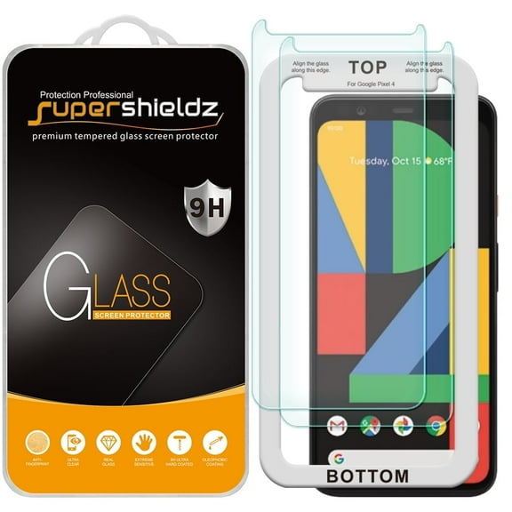 [2-Pack] Supershieldz for Google Pixel 4 Tempered Glass Screen Protector, Anti-Scratch, Anti-Fingerprint, Bubble Free with (Easy Installation Tray)