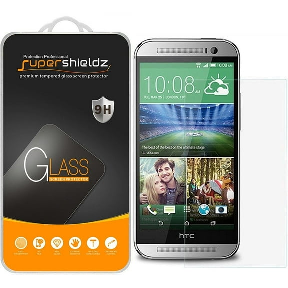 [2-Pack] Supershieldz for HTC One M8 Tempered Glass Screen Protector, Anti-Scratch, Anti-Fingerprint, Bubble Free