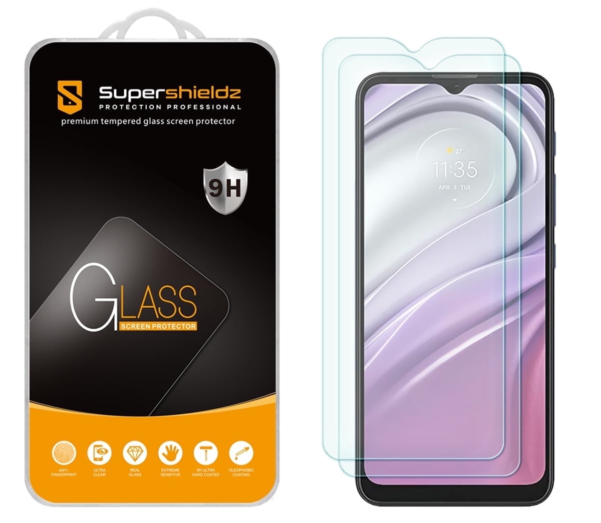 スクリーンプロテクター Motorola Supershieldz Tempered Glass Screen Protector, 2 Pack, for Motorola