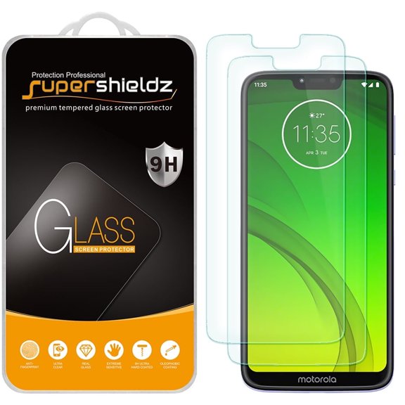 [2-Pack] Supershieldz for Motorola Moto G7 Power / Moto G7 Optimo Maxx Tempered Glass Screen Protector, Anti-Scratch, Anti-Fingerprint, Bubble Free