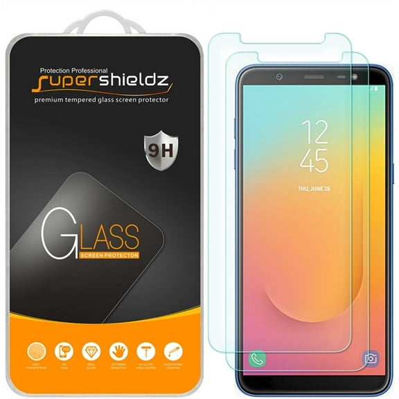 [2-Pack] Supershieldz for Samsung Galaxy J8 (2018) Tempered Glass Screen Protector, Anti-Scratch, Anti-Fingerprint, Bubble Free