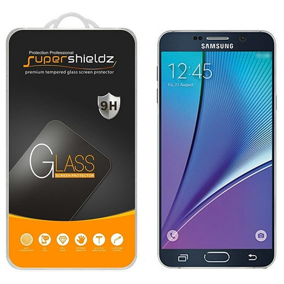 [2-Pack] Supershieldz for Samsung Galaxy Note 5 Tempered Glass Screen Protector, Anti-Scratch, Anti-Fingerprint, Bubble Free
