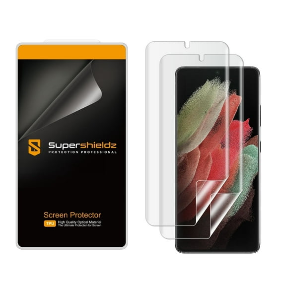 [2-Pack] Supershieldz for Samsung Galaxy S21 Ultra 5G Screen Protector, [Full Screen Coverage] Anti-Bubble High Definition (HD) Clear Shield