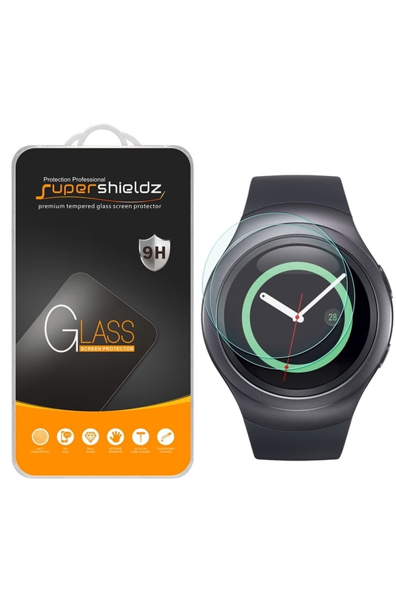 [2-Pack] Supershieldz for Samsung Gear S2 Tempered Glass Screen Protector, Anti-Scratch, Anti-Fingerprint, Bubble Free