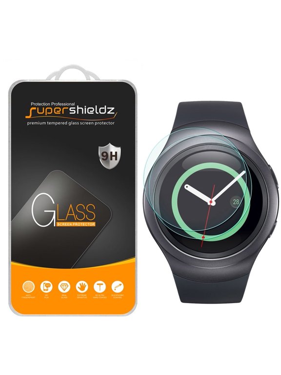 Designed for Samsung Gear S2 Tempered Glass Screen Protector, Anti Scratch, Bubble Free (2 Pack)