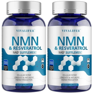 2 Pack Supplement with Resveratrol, Cellular Energy Metabolism & Repair, Total 240 Capsules