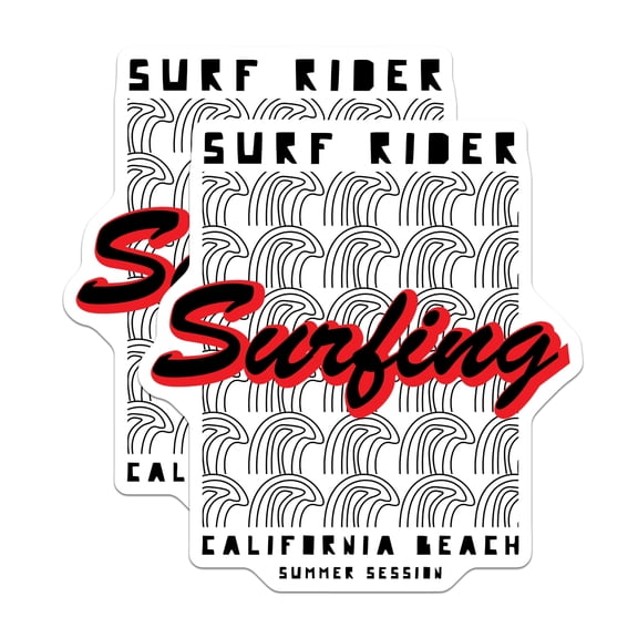 (2 Pack) Surf Rider Magnets - California Beach Waves - Summer Surfing Session - Retro Ocean Vibe - 5 Inches On Longest Side - Thick Durable Magnet - Made in USA - MAG19472
