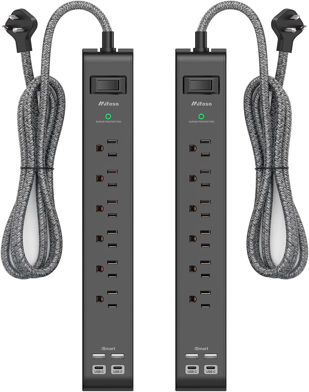 2 Pack Surge Protector Power Strip - 6 Outlets 4 USB Charging Ports ...