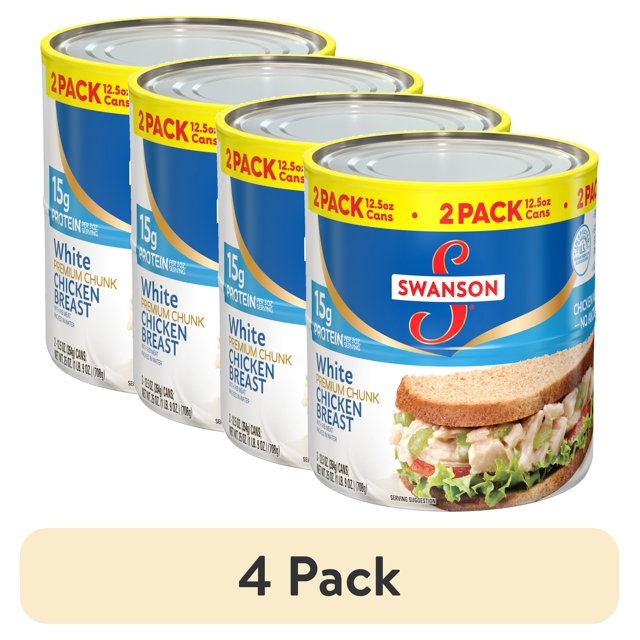 (4 pack) (2 Pack) Swanson White Premium Chunk Canned Chicken Breast in