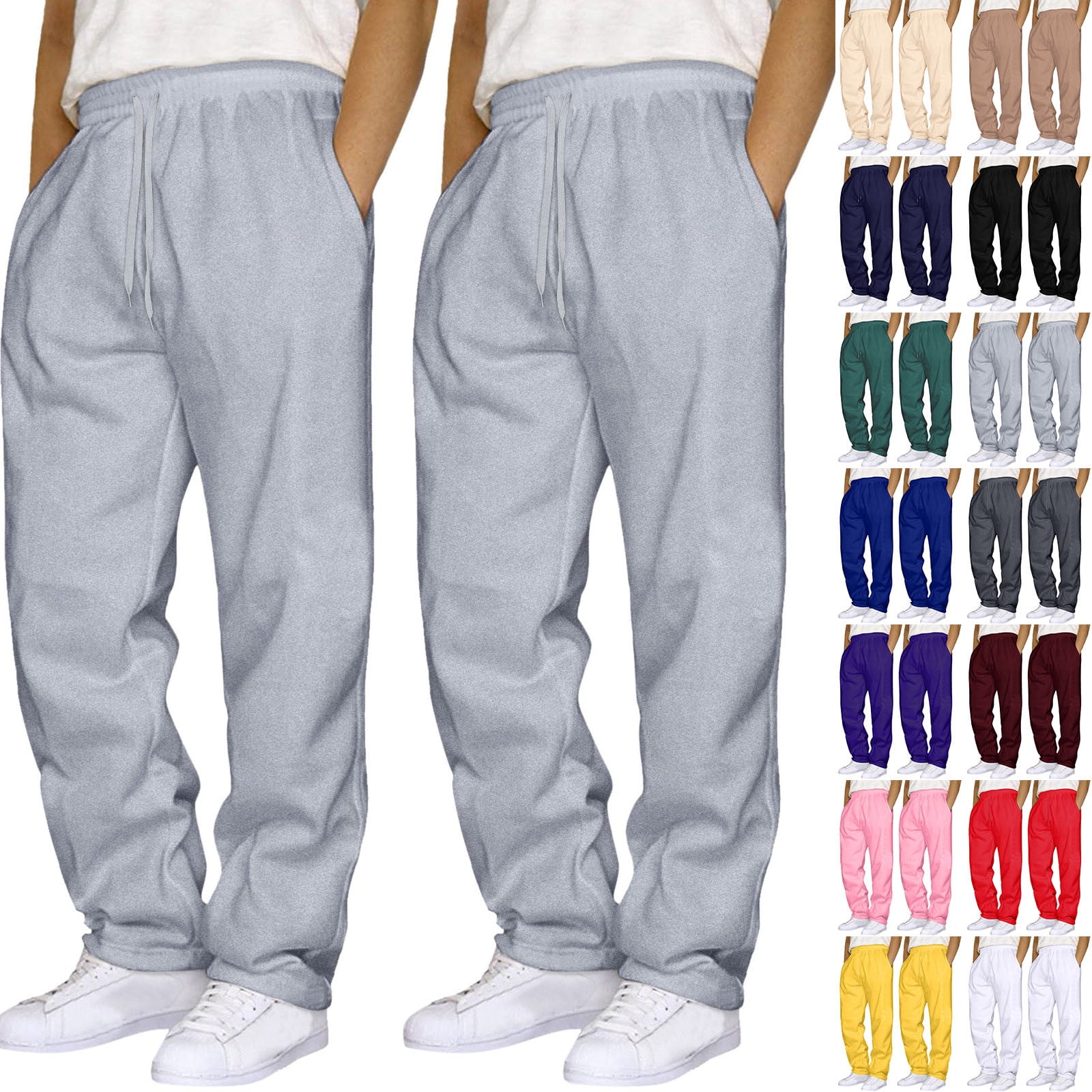2 Pack Sweat Pants for Mens Wide Leg Joggers Pants Heavyweight Fleece ...