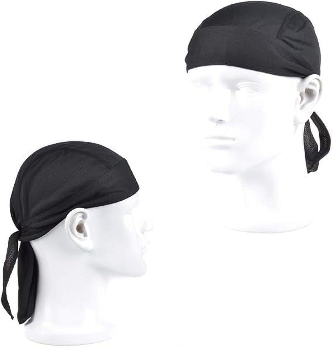 2 Pack Sweat Wicking Doo Rag, Cooling Dew Rag Helmet Liner, Large Motorcycle Do Rags Head Wrap