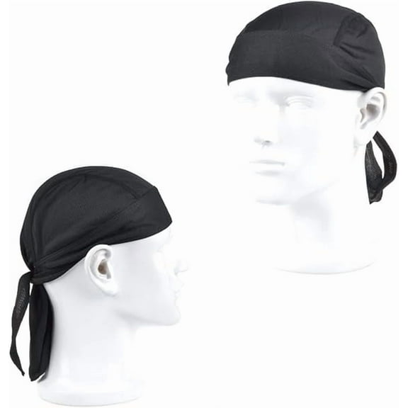 2 Pack Sweat Wicking Doo Rag, Cooling Dew Rag Helmet Liner, Large Motorcycle Do Rags Head Wrap Bandana Skull Caps for Men and Women