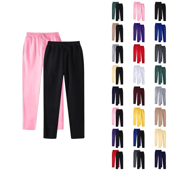 2 Pack Sweatpants for Men 2025 Fall Winter Straight Leg Drawstring Joggers with Pockets Mens Casual Pants Trousers