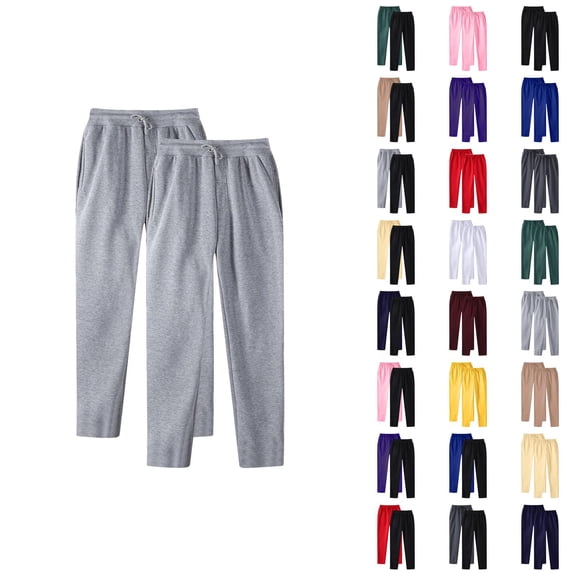 2 Pack Sweatpants for Men 2025 Fall Winter Straight Leg Drawstring Joggers with Pockets Mens Casual Pants Trousers