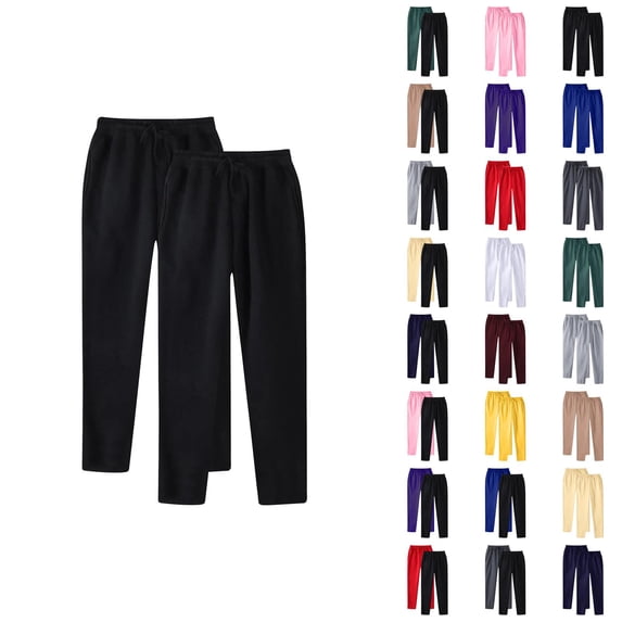 2 Pack Sweatpants for Men 2025 Fall Winter Straight Leg Drawstring Joggers with Pockets Mens Casual Pants Trousers