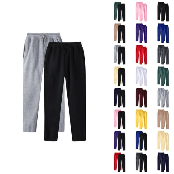 2 Pack Sweatpants for Men 2025 Fall Winter Straight Leg Drawstring Joggers with Pockets Mens Casual Pants Trousers